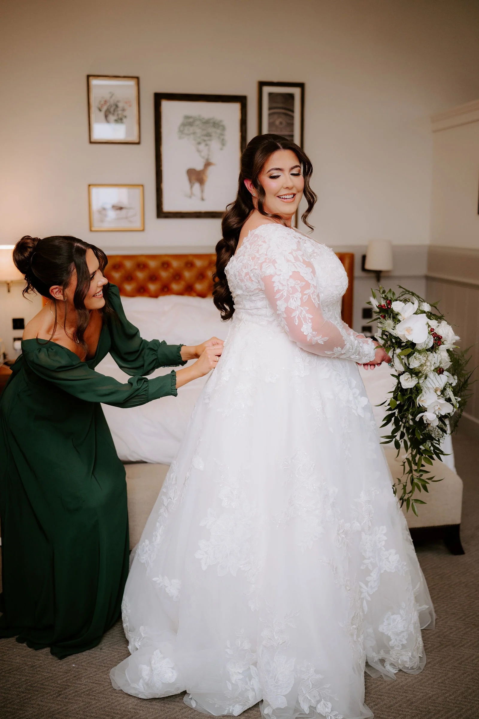 Shannon and Liam during their winter ceremony inside the 19th-century Chapel at De Vere Beaumont Estate