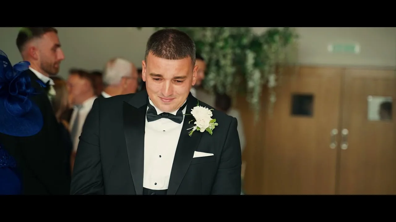 Still from Bethan & James’s wedding highlight at Llanerch Vineyard