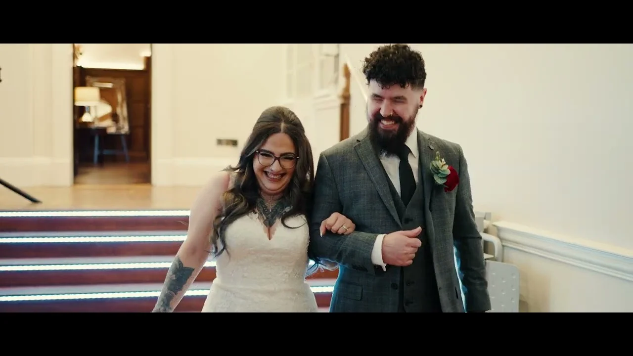 Still from Farha & Alex’s wedding highlight at Pendrell Hall