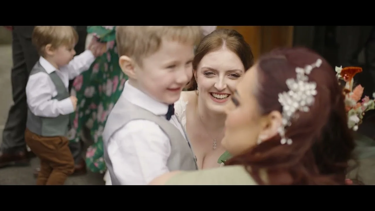 Still from Rebecca & Sam’s wedding highlight at Hafod Farm