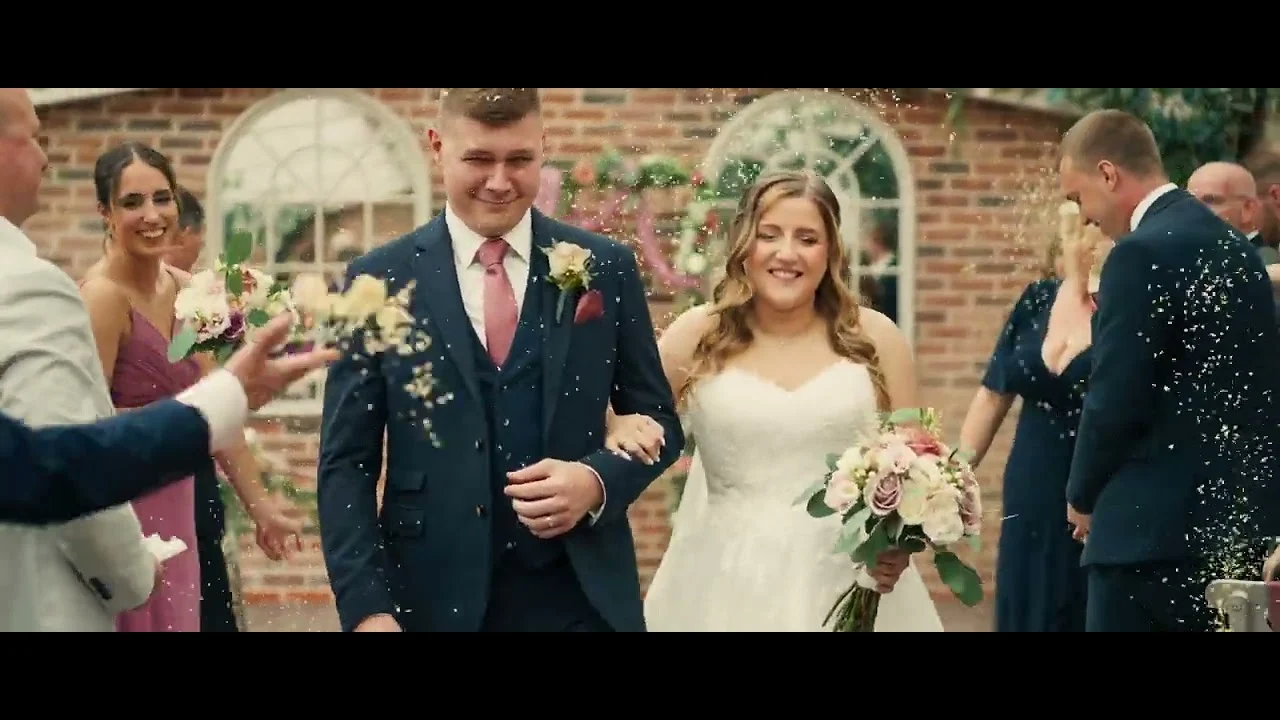 Still from James & Elise’s wedding highlight at Foxtail Barns