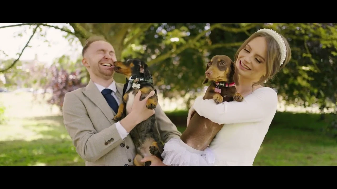 Still from Harriet & Kyle’s wedding highlight at The Barn at Upcote