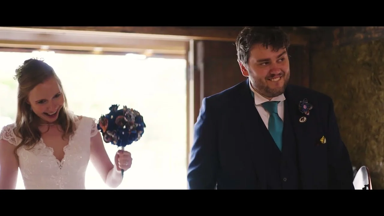 Still from Rebecca & Jack’s wedding highlight at Owen House Wedding Barn