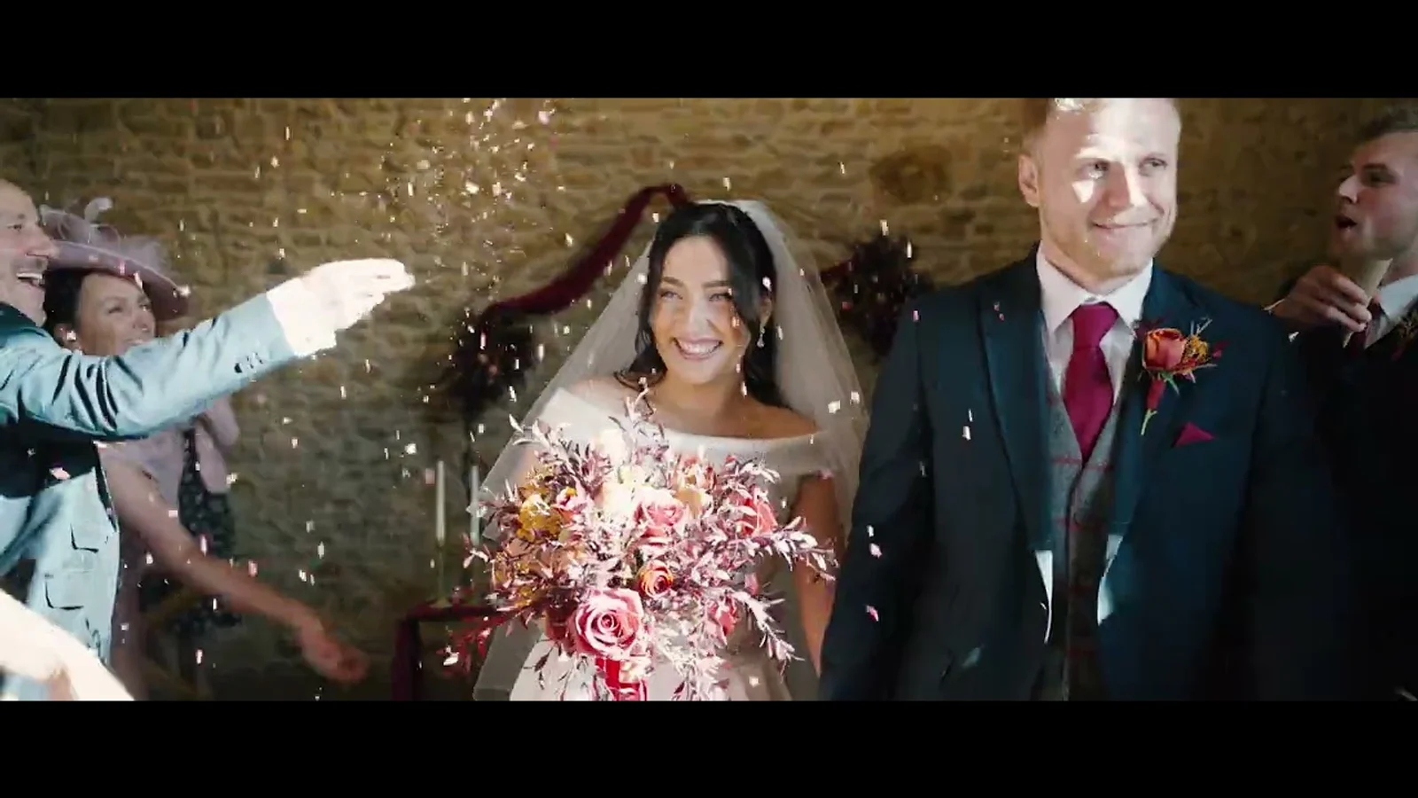 Still from Jess & Jack’s wedding highlight at Dodford Manor