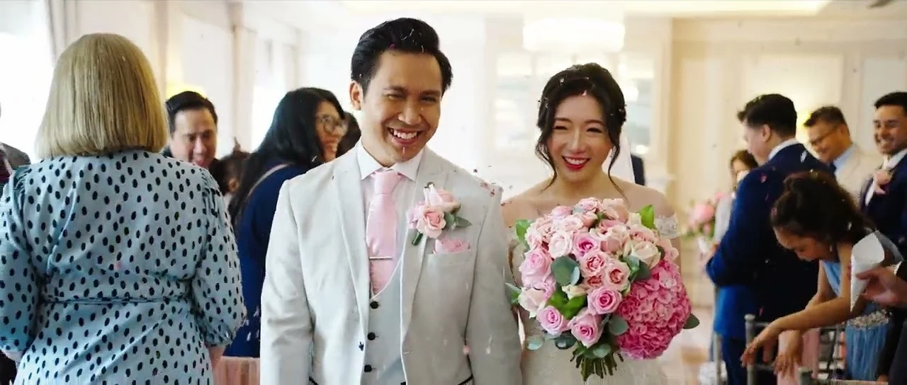 Still from Leonard & Stephanie’s wedding highlight at Down Hall