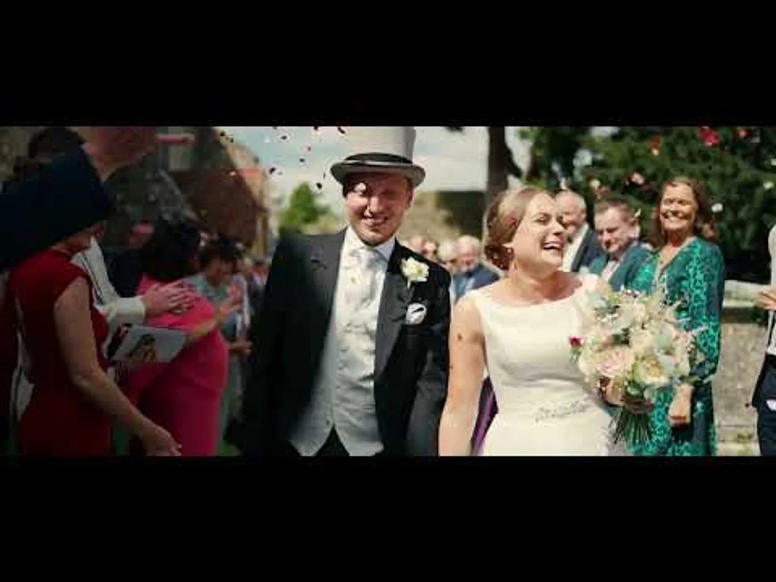 Still from Chloe & Matt’s wedding highlight at Beaulieu Abbey