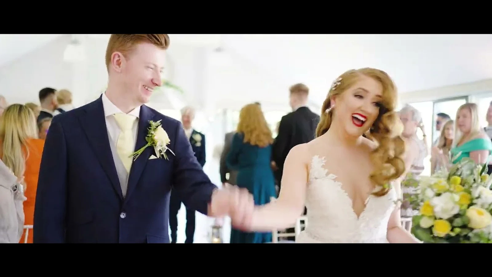 Still from Danielle & Alex’s wedding highlight at Wasing Park