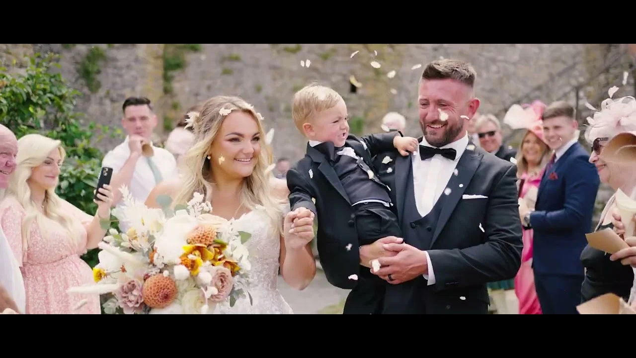 Still from Beth & Richie’s wedding highlight at Manorbier Castle