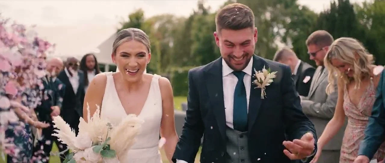 Still from Abi & Adam’s wedding highlight at Stanbrook Abbey