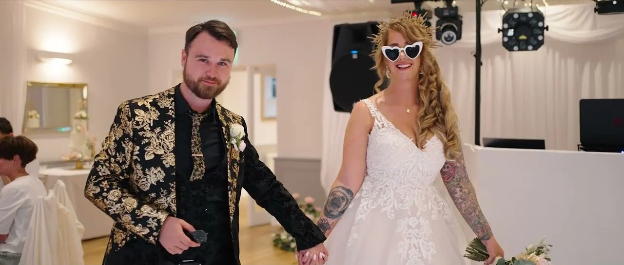 Still from Pippa & Dylan’s wedding highlight at Hackness Grange