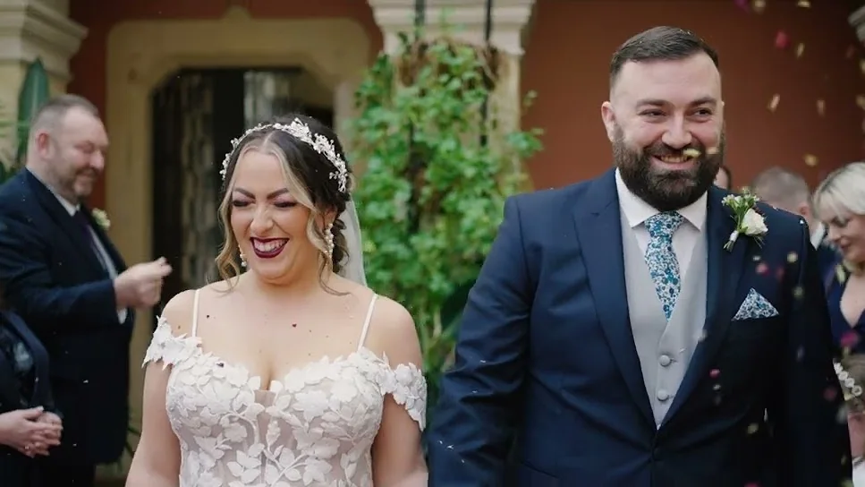 Still from Rhiannon & Wayne’s wedding highlight at Clevedon Hall