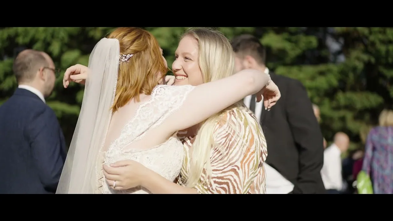 Still from Georgia & Marcus’s wedding highlight at Alcumlow Wedding Barn