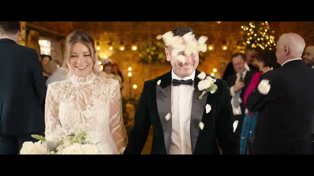 Still from Hayley & Martin’s wedding highlight at Hazel Gap Barn