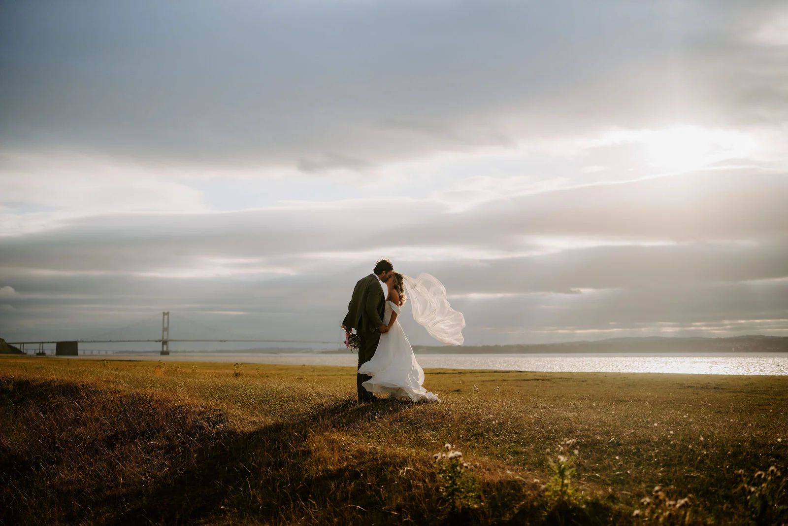Panoramic view of Georgia and Ben country farm wedding setting near Bristol