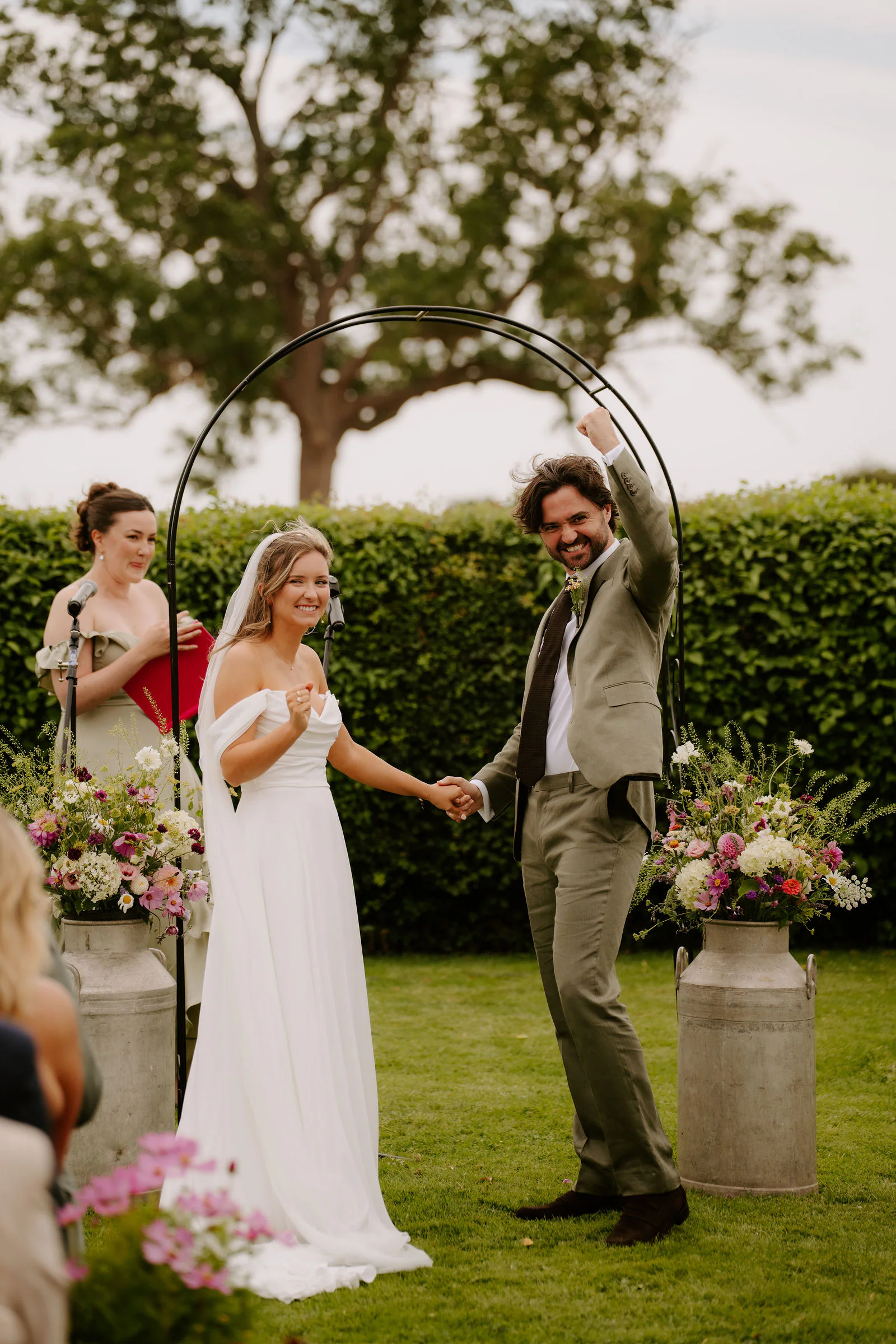 Evening marquee celebration and unscripted laughter near Bristol