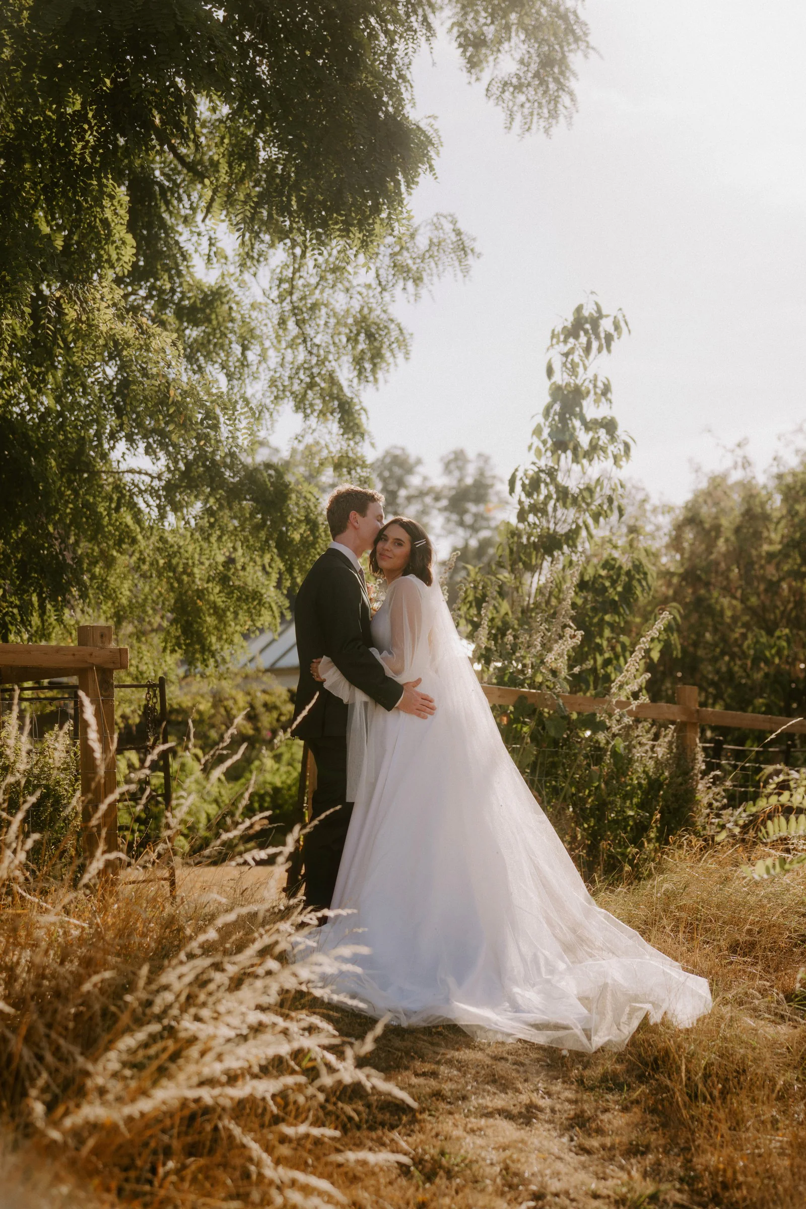 South Wales newlyweds photographed in warm evening light