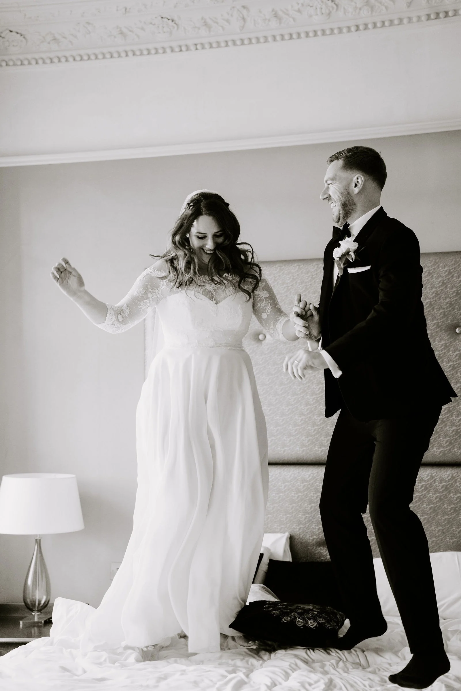 Amy and James dancing inside the hall at Shrigley Hall Hotel & Spa