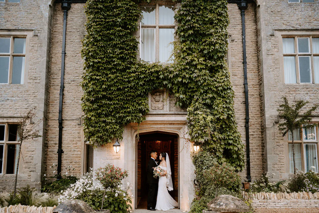 Hyde House The Grange Stow-on-the-Wold romantic wedding portrait