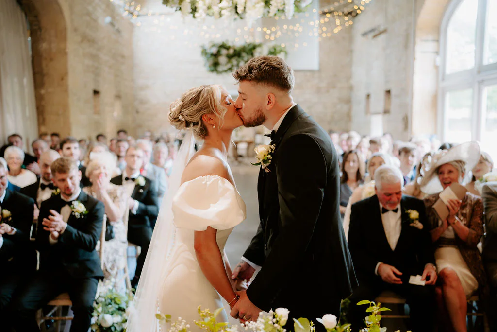 Lapstone Barn Cotswolds countryside wedding landscape at sunset