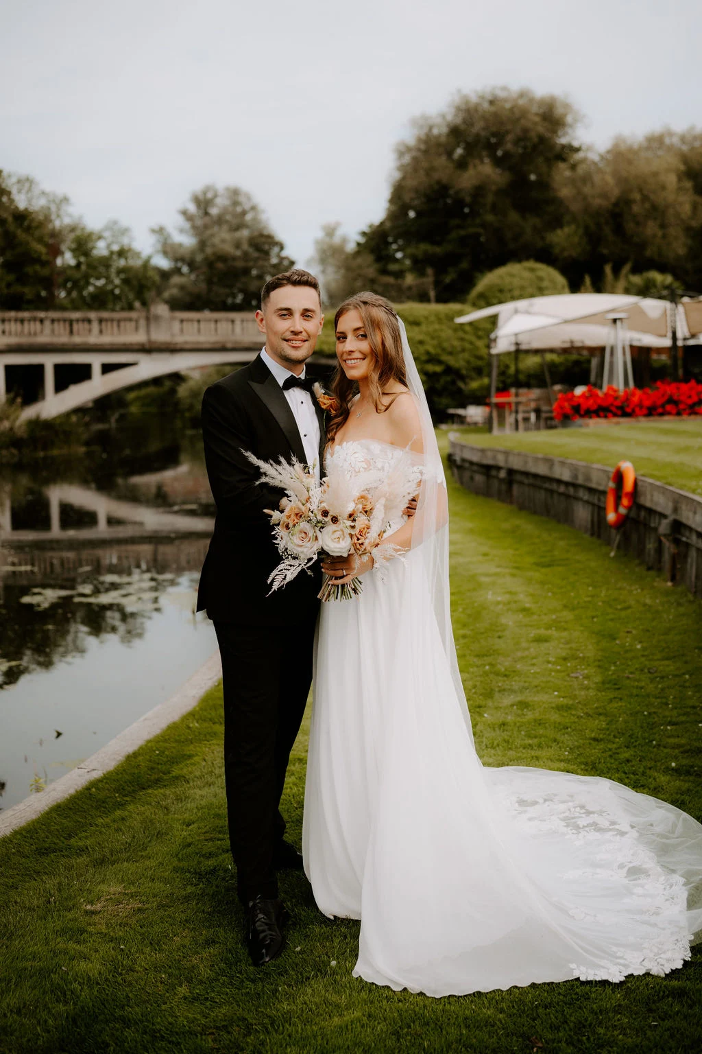 Ryan and Kim together beside the river at Talbooth Restaurant