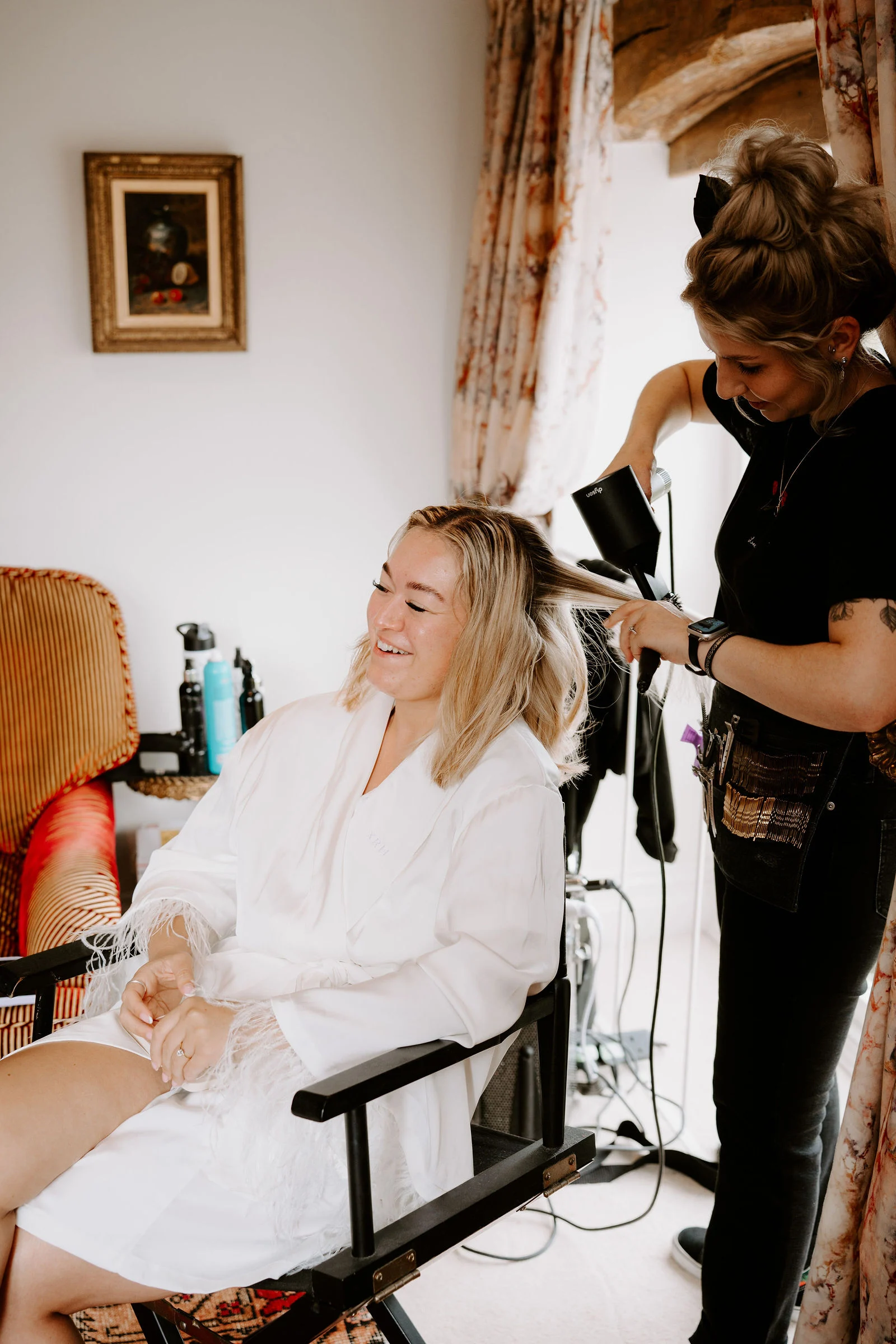 Bridal preparation details and natural moments at Dewsall Court