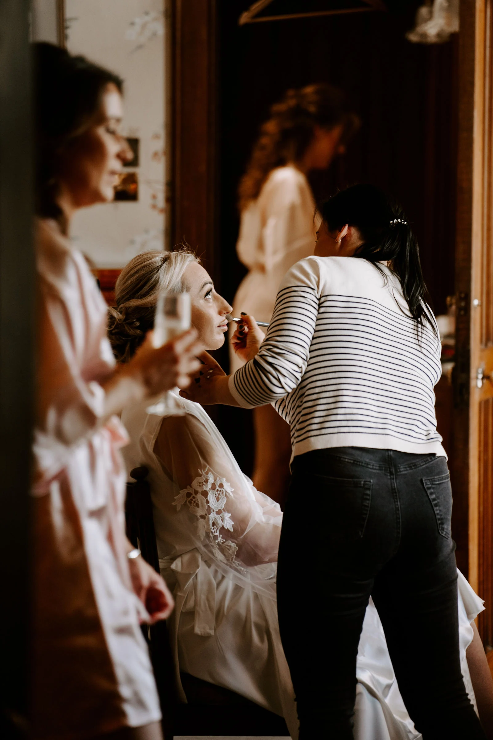 Kristina during morning preparations inside the historic suites at Eastnor Castle