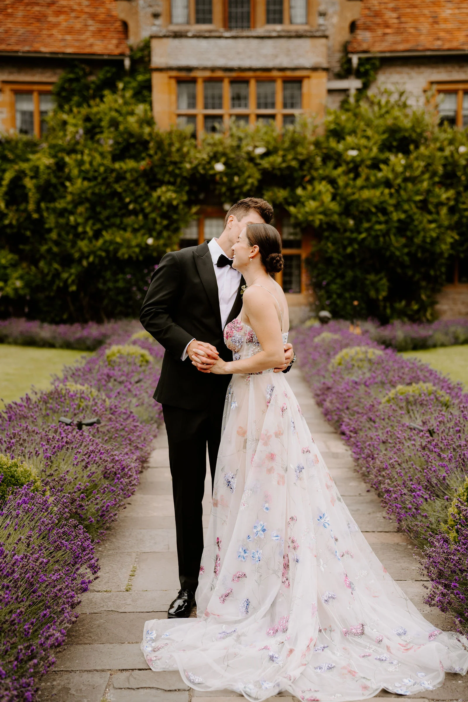 George and Eden dancing together during their evening reception at Le Manoir aux Quat'Saisons