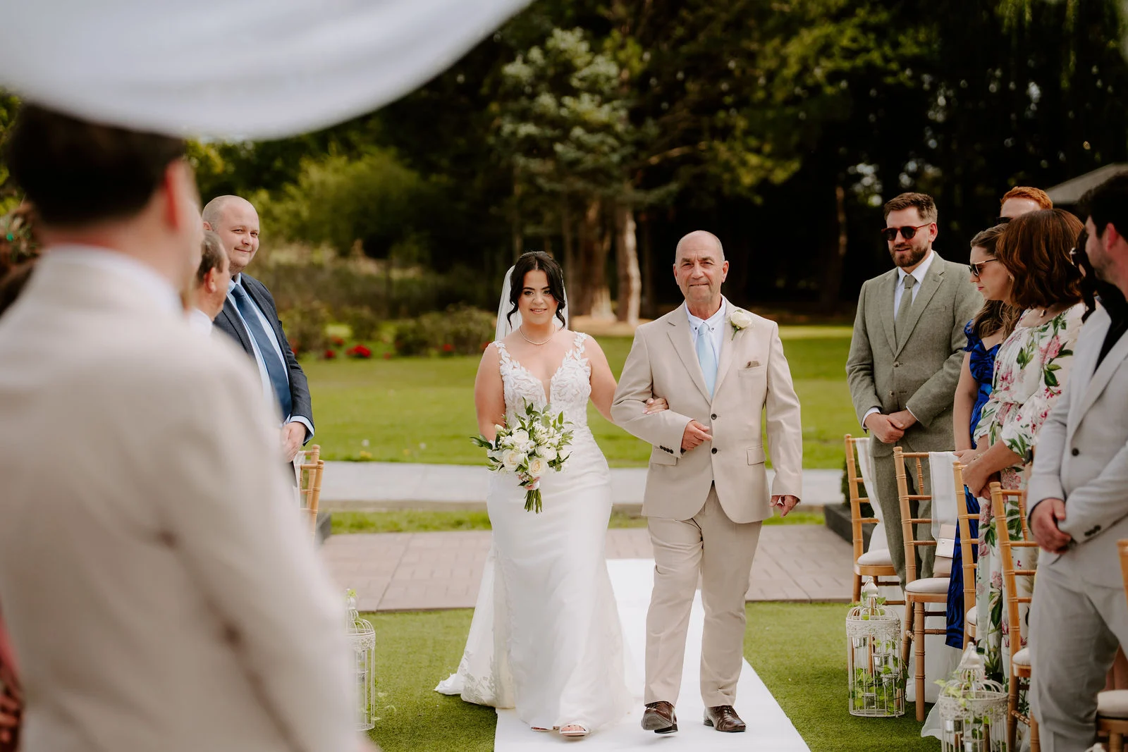 Carly and James during their romantic outdoor couple portrait in the grounds of The Chesterton Hotel in Bicester, Oxfordshire