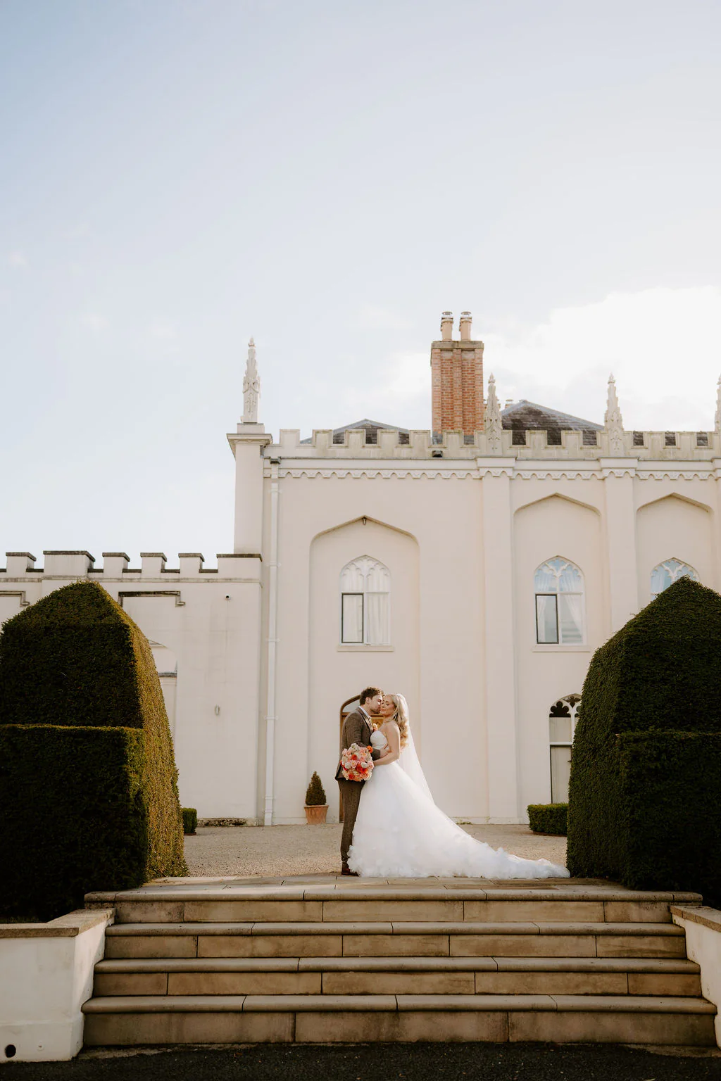Nikita & Nathan romantic wedding portrait in the walled gardens at Combermere Abbey