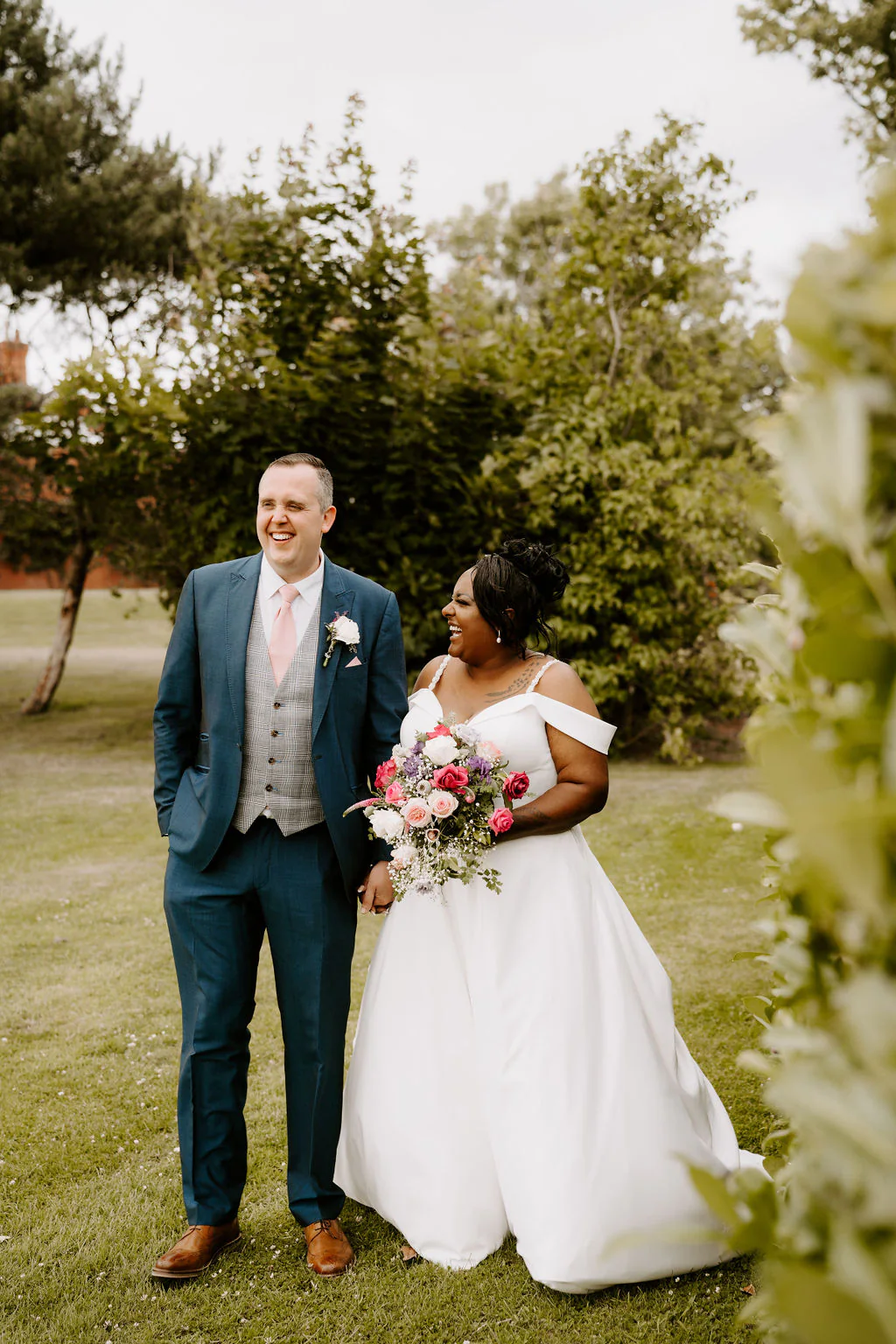 Chantelle & Steven romantic couple portrait in the private grounds at Tern Hill Hall in Market Drayton