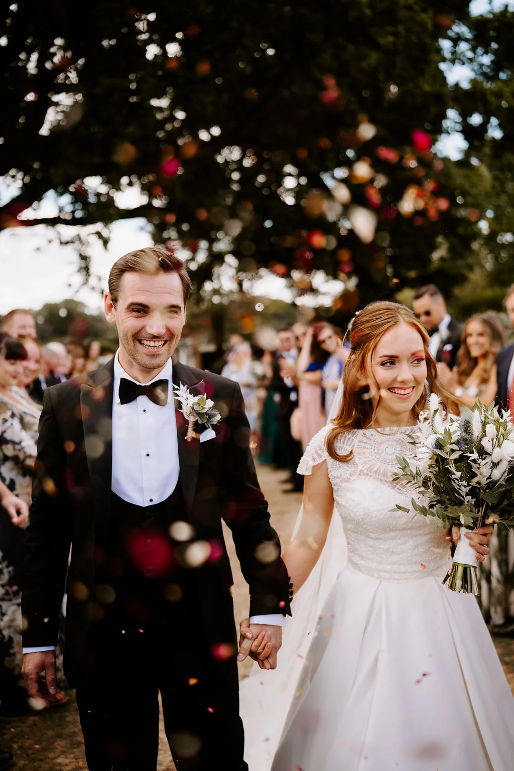Charlotte & Matt romantic portrait in the rose gardens at Pennard House in Shepton Mallet