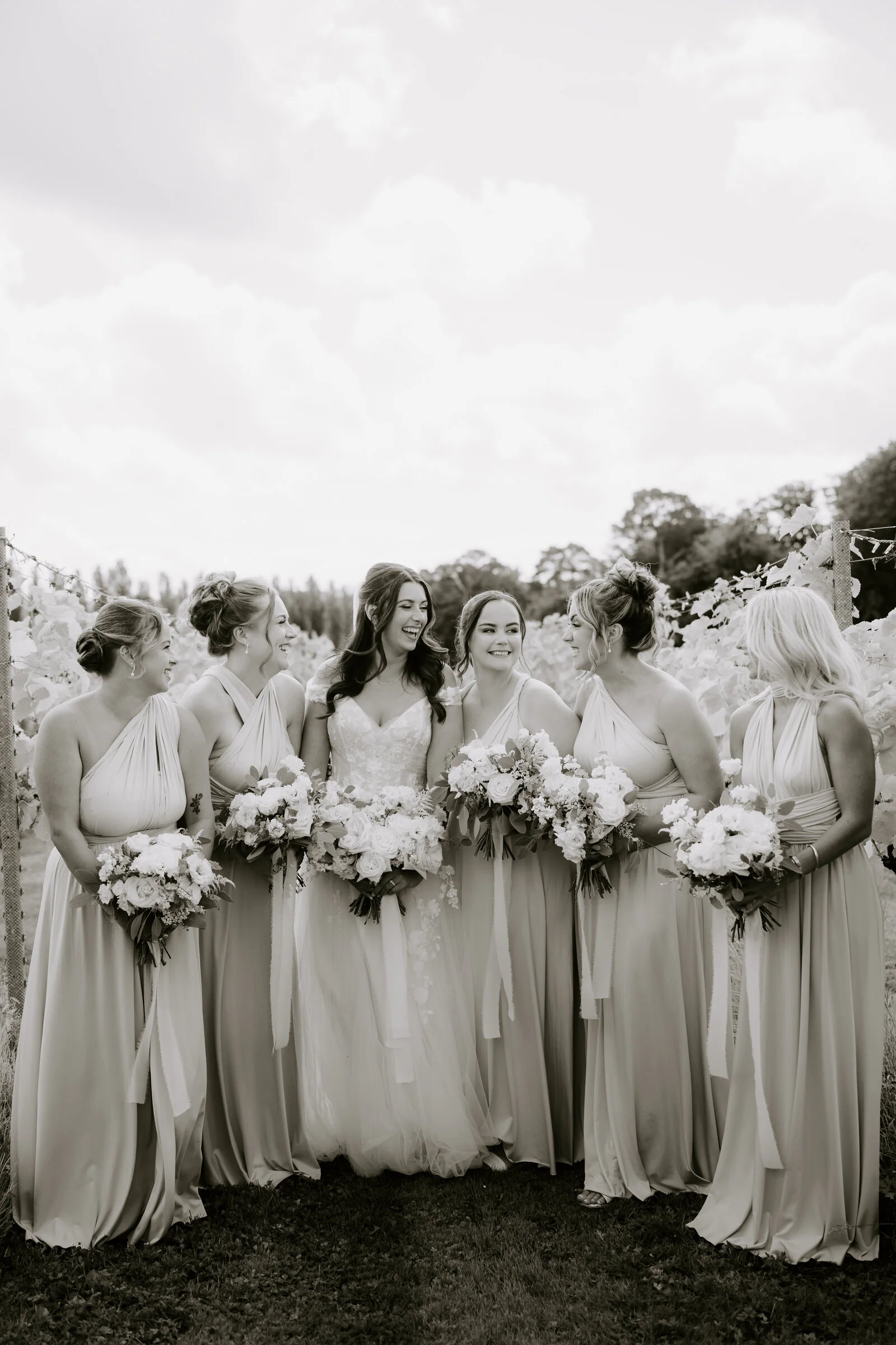 Wedding party group shots at Llanerch Vineyard in the Vale of Glamorgan