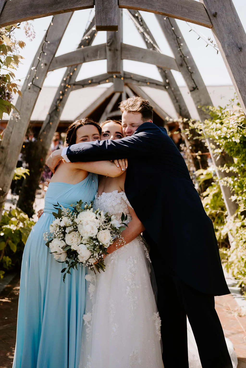 Emily & Phill romantic wedding portrait outside Cider Mill Barns in Stratford-upon-Avon