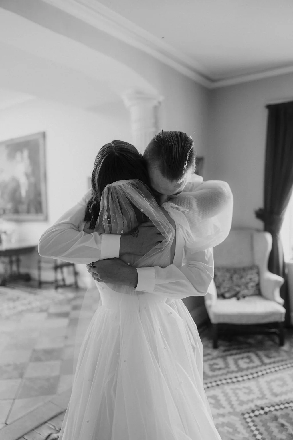Taylor & Brodie romantic wedding portrait outside Talton House near Stratford-upon-Avon
