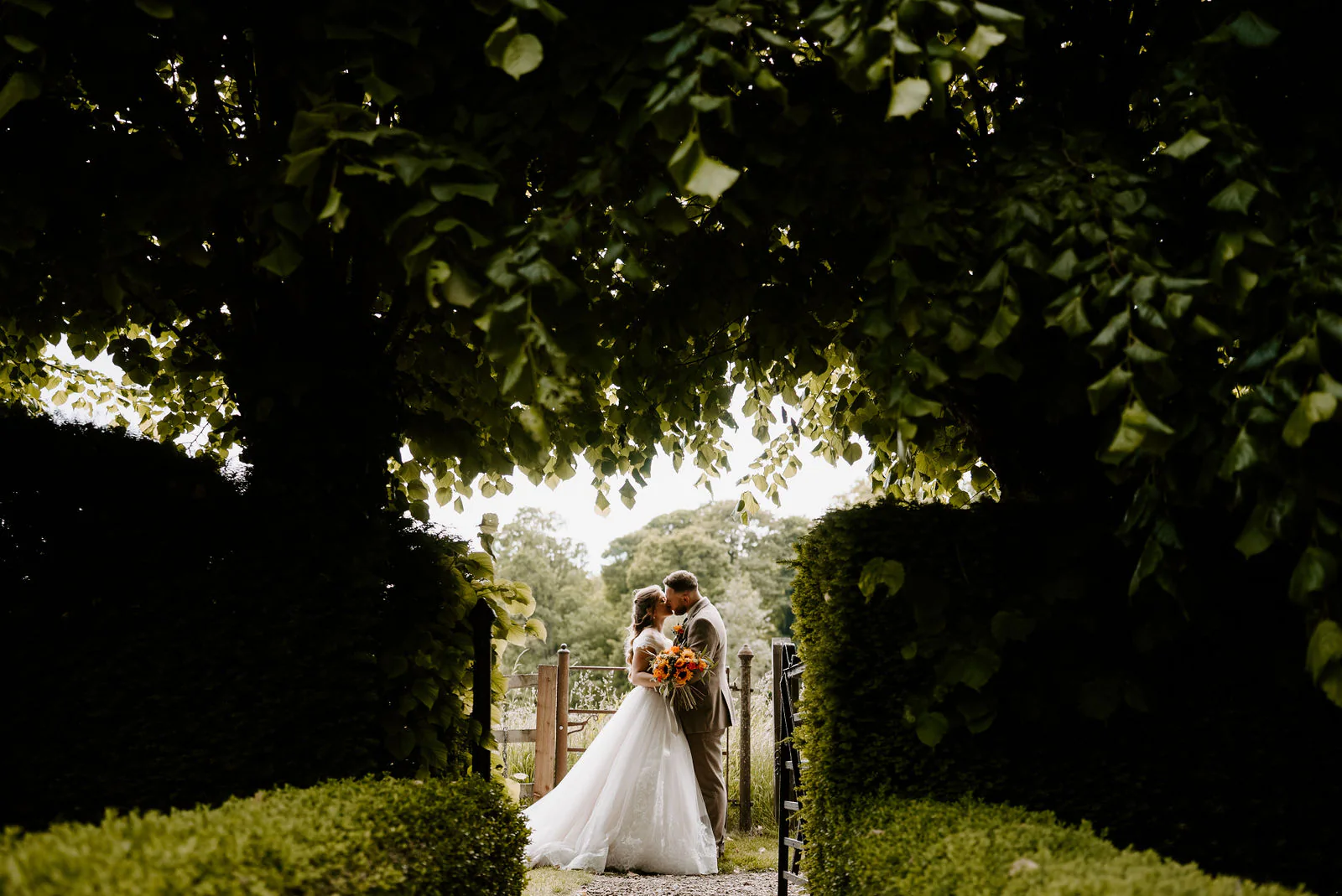Sabrina and Jamie enjoying their wedding celebrations at The Manor Barn in Winterbourne Dauntsey